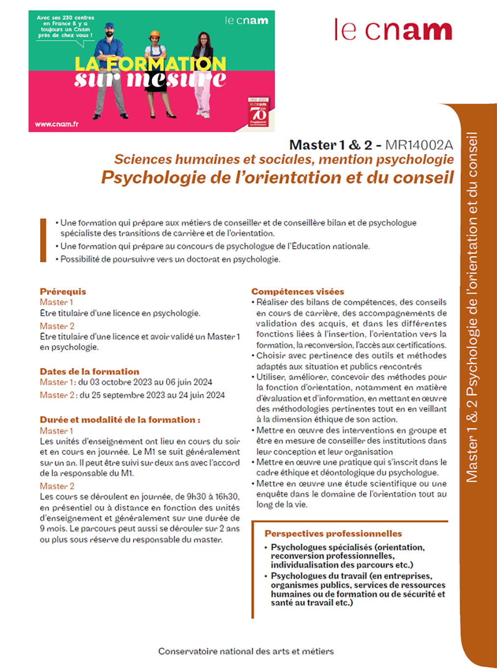 Plaquette - Master Psychologie de l'orientation et du conseil